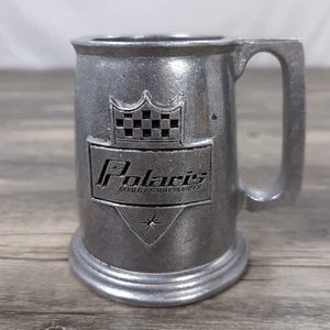 Vintage Cast Aluminum or Pewter Polaris Snowmobiles Tankard Mug With Handle - Picture 1 of 10
