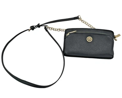 Bolso Bandolera Anne Klein Negro Correa de Cadena Dorada Cartera Pequeña Viaje Organi Foto 1 de 4