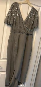 Gorgeous Wedding Occasion Virgos Lounge Grey Sequin Bead Detail Dress Size 14 - Picture 1 of 10