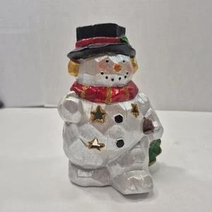 Candelabro de colección Don Mechanic Treasured Times muñeco de nieve 6,5" Tealight Navidad - Imagen 1 de 12