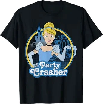 Disney Cinderella Party Crasher图案黑色T恤 — 第 1/4 张图片