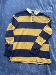 Polo uomo vintage Ralph Lauren blu a righe rugby maglia manica lunga taglia L - Foto 1 di 11
