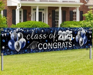 2025 Graduation Decorations Blue Class of 2025 Banner Yard Sign Congrats Grad.. - Picture 1 of 6