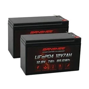 2X Lithium Battery 12V 7Ah LiFePO4 Battery Small UPS, Solar Power, Fish Finder - Picture 1 of 9