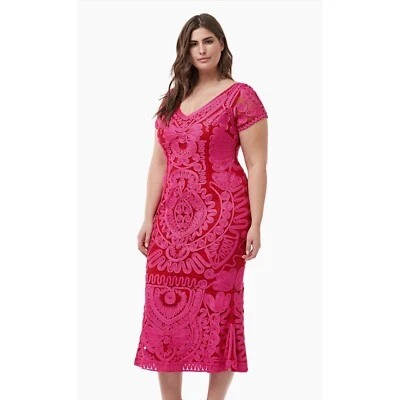 JS Collections Embroidered Midi Dress Special Occasion Party Cocktail Size 22W - Image 1 of 4