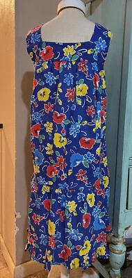 Vintage Holly Gloria Moret of California 70's Blue Floral MuuMuu House Dress M - Image 1 of 4