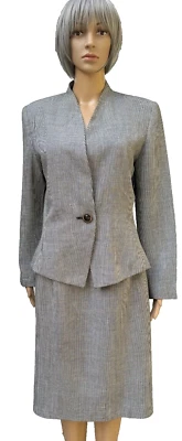 De colección Años 80 Kasper para A.S.L Mujer Negro/Gris Pata de Gallo 2 Piezas Carrera Falda Traje 8 Foto 1 de 4