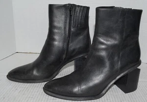 Alexander Wang GABI Black Leather Heeled Zip Ankle Booties Boots Womens Sz 38.5 - Picture 1 of 4