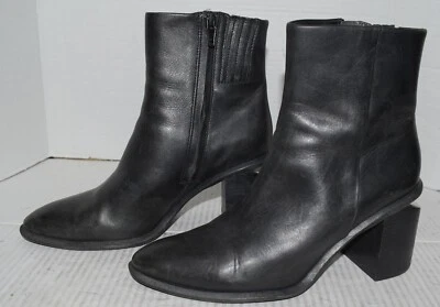 Botas femininas Alexander Wang GABI de couro preto salto com zíper tornozelo tamanho 38,5 - Imagem 1 de 4