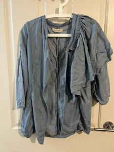 Sass And Bide Jacket Blue Tencel Size Small Oversized Cotton Blend   - Bild 1 von 3