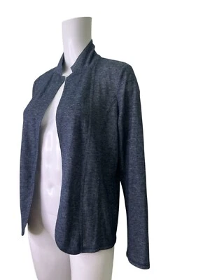 M&S Collection Linen Cardigan Size 12 Womens Top EU40 Navy Blue Open Front - Image 1 of 4