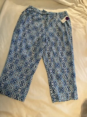 East 5th Women's Sz M Cotton Blend Crop Pant With Drawstring geometrical design - Image 1 of 4