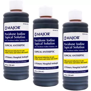 Major Povidone Iodine Topical Solution - 8 fl oz | Betadine (5-2027) - 3 Pack - Picture 1 of 11