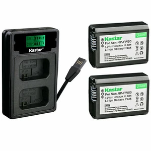 Kastar DUAL LCD Charger with Build-in USB Cable & 2 Batteries for Sony NP-FW50 - Picture 1 of 4