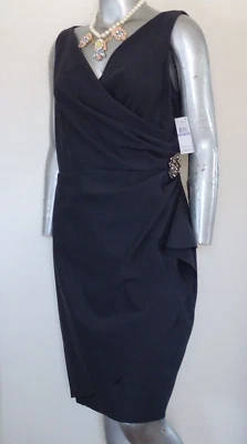 NWT ALEX EVENINGS COCKTAIL OCCASION KNEE DRESS Size 18 SIDE RUCHED SLEEVELESS - Image 1 of 4