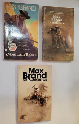Three (3) Max Brand Books Mountain Riders, Marbleface, The Longhorn Feud Foto 1 de 4