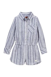 7 For All Mankind Long Sleeve Striped Romper Indigo (Little Girls) Sz 4 - Picture 1 of 1