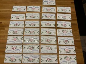 29 New Vintage Laufen Floral Hand Painted Ceramic Glazed 3" x 6" Accent Tiles - Picture 1 of 7
