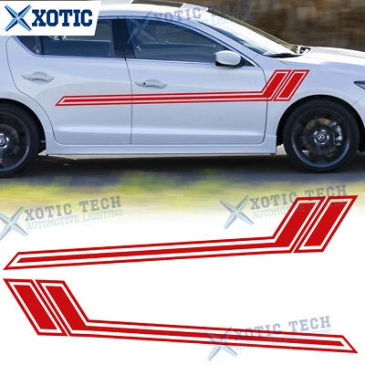 Pegatina de vinilo guardabarros falda lateral rayas carreras rojas para Acura TSX TLX ILX MDX RDX Foto 1 de 4