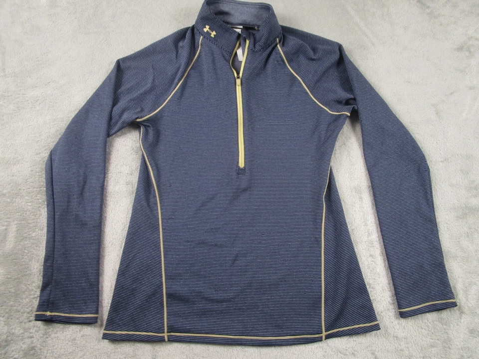 Suéter Under Armour Mujer Pequeño Azul Rayas 1/2 Cremallera Informal Ropa Activa Foto 1 de 4