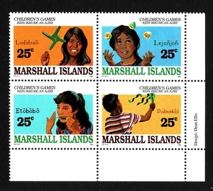 OPC 1990 Isole Marshall Giochi per Bambini Blocco di 4 Sc#366-9 MNH 49454 - Foto 1 di 1