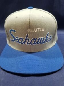 Mitchell & Ness Seattle Seahawks Hat Gray/Blue Script Snapback Wool Cap 