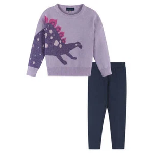 Andy & Evan PURPLE DINO Girls' 2-Pc. Dino Sweater + Leggings Set, 4T - Picture 1 of 4