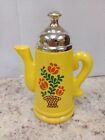 Vintage Avon Koffee Klatch Yellow Floral Coffee Teapot Glass Bottle Empty