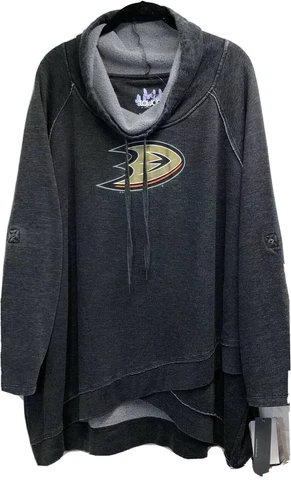 Touch By Alyssa Milano Anaheim Ducks Sz 4X Long Sleeve Charcoal Sweater Cardigan Cover