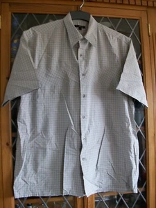 George BEIGE & PALE GREY CHECK SS SHIRT L **GC** - Picture 1 of 3
