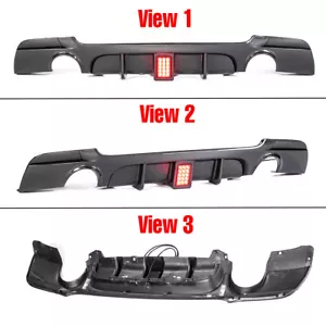For BMW E92 E93 2 DOOR M Sport 2007-13 Carbon Look Rear Bumper Diffuser w/ Light - Picture 1 of 13