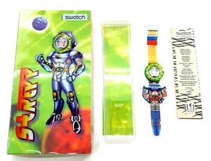 Swatch Watch STRIPP SDN120 Spaceman New 1996 Box Set Interchangeable Band Design - Picture 1 of 16