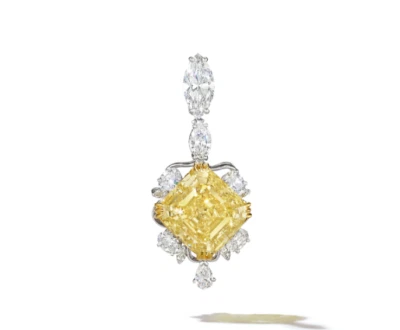 Fancy Yellow & Sparkle White Lab-Created 59.90ct Diamonds Luxury Party Pendant - Image 1 of 4