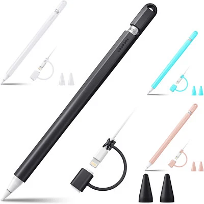 For Apple Pencil 1st Generation Silicone Case Sleeve Skin Cover with 2 Nib Cover - Image 1 of 4