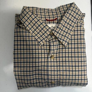 Dockers Mens Short Sleeve Plaid Brown Blue Button Up Down Shirt Size XL - Picture 1 of 13