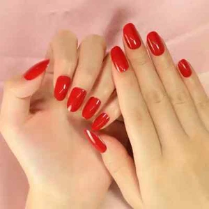 False nails Medium Oval Bright Red Gloss 24pk + FREE nail tabs BN765 - Picture 1 of 9