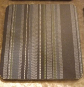 Denby 1809 Stripes Coasters Set of 4 navy green white grey stripes Cork backed - Picture 1 of 5