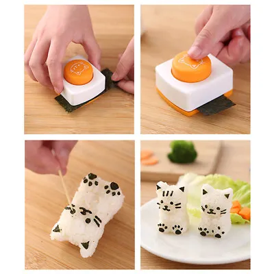 1Set Cat Shape Cartoon Rice Ball Mould Set Sushi Mold Kitchen DIY Bento To-q &vi • 6.86£