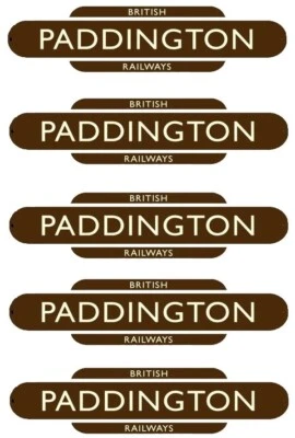 Paddington British Railways model RR sticker Vinyl 5 Logos Approx 1-1/8"Lx1/4"H - Image 1 of 2