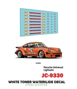 JC-9330 White Toner Waterslide Decals PORSCHE LIGHT For Custom 1:64 Diecast - Picture 1 of 5