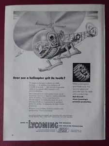 3/1952 PUB AVCO LYCOMING BELL HELICOPTER ORIGINAL ARTZYBASHEFF ANZEIGE - Bild 1 von 2