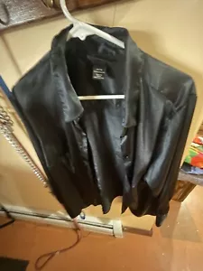 Lane Bryant Damen schwarz glänzend Langarm geknöpft Bluse Größe 14/16 RefJC # 44 - Bild 1 von 4