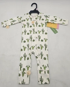 Monica + Andy Organic Cotton Long Sleeve Baby 1 Piece Coverall CACTUS 0-3 MONTHS - Picture 1 of 5