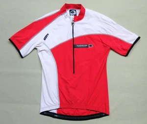 PARENTINI Womens Medium 1/2-Zip White-Red Retro Peloton Cycling Bike Jersey - Picture 1 of 11