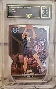 ZACH EDEY PURDUE 2022 BOWMAN CHROME UNIVERSITY ROOKIE RC # 79 GMA 8.5 Graded - Picture 1 of 2
