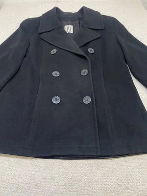 Jones New York Wool Pea Coat Double Breasted Notch Lapel Pockets - Image 1 of 4