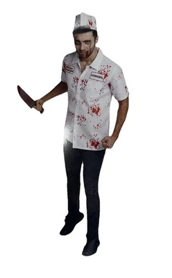 Juego de 2 piezas de disfraz de Halloween Psycho Butcher para hombre adulto talla grande/XL (44-46) Foto 1 de 4