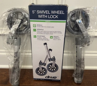 NUEVO 1 Par Drive Medical 10115 Bloqueo Giratorio Walker Ruedas de Repuesto 5 pulgadas - 5" Foto 1 de 4