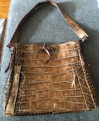 Bolso de Hombro Marco Buggiani Cuero Imitación Caimán Hecho en Italia Foto 1 de 4