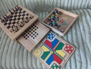 4 in 1 Game Set Wooden David Halsall INCOMPLETE MYS5 - Picture 1 of 8